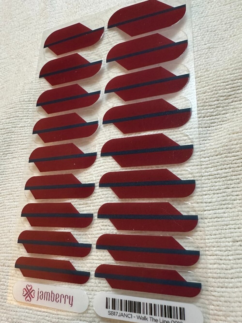 💅Hard to Find Jamberry Nail Wrap, Full Set, Red/Navy Geometric, Art Deco💅